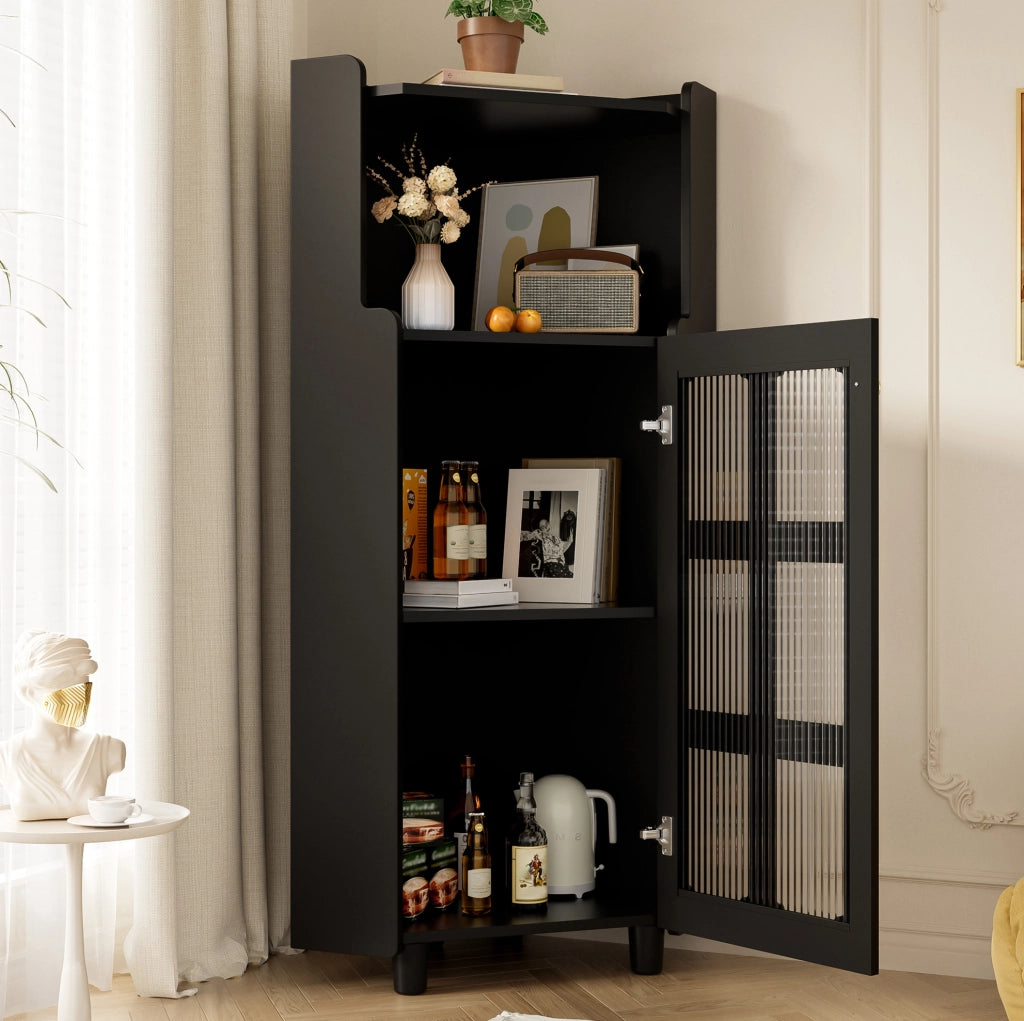Credenza angolare nera con LED e app