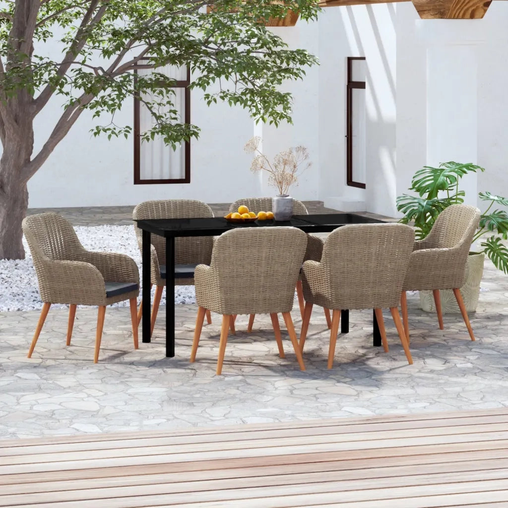 Set da Pranzo per Giardino 7 pz con Cuscini Marrone cod mxl 46208