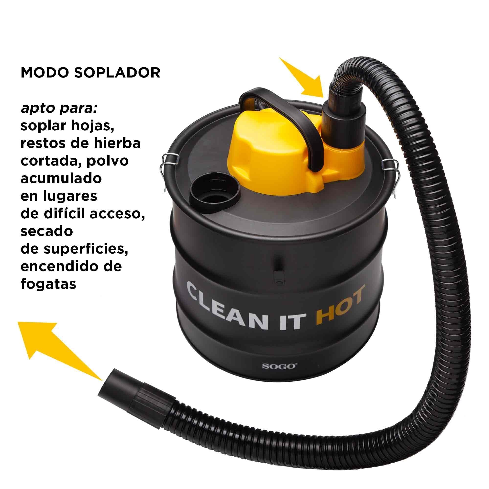 SOGO Aspiracenere 1200W – Filtro HEPA Lavabile, Soffiatore, Tubo Resistente al Calore, Bocchetta in Alluminio, Contenitore Facile da Svuotare