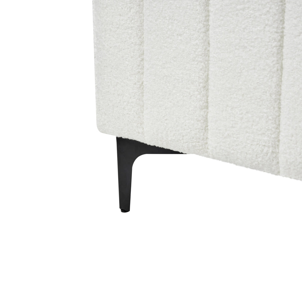 Letto in bouclé bianco sporco UE Matrimoniale 180 x 200 cm Testiera Imbottita con Gambe in metallo Design moderno