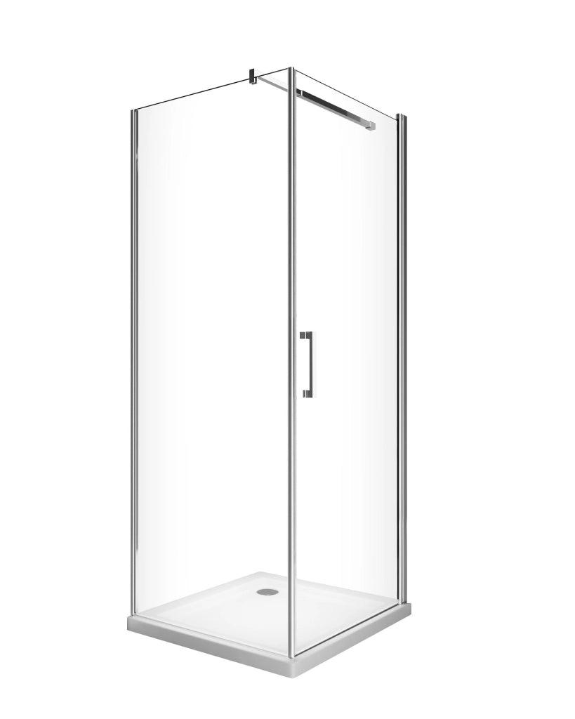 Box Doccia Battente e Parete Fissa Laterale Vetro Temperato 8 mm Easy-clean Reversibile PORTA 82-84 + FISSA 88,5-90,5