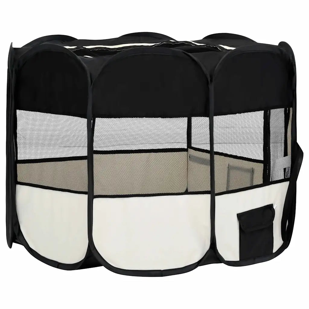Box per Cani Pieghevole con Borsa Trasporto Nero 90x90x58 cm 171005