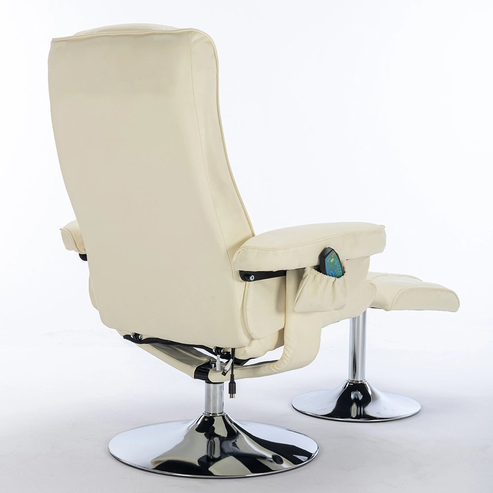 Poltrona massage - Xylo - PU con ottomana e 5 punti massaggio beige