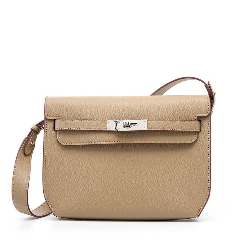 Borsa a tracolla da donna in vera pelle, colore grigio.