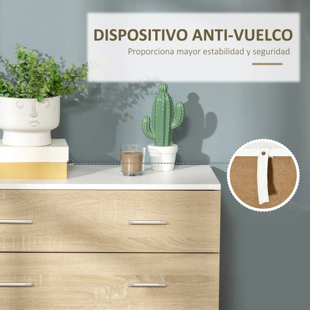 Cassettiera Moderna con 4 Cassetti ¨C zephmum ¨C Roble e Bianco 76x35x72 cm