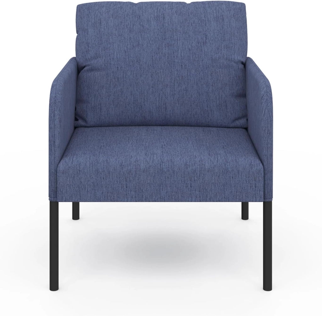 Poltrona AUGUSTE tessuto blu gambe in metallo nero