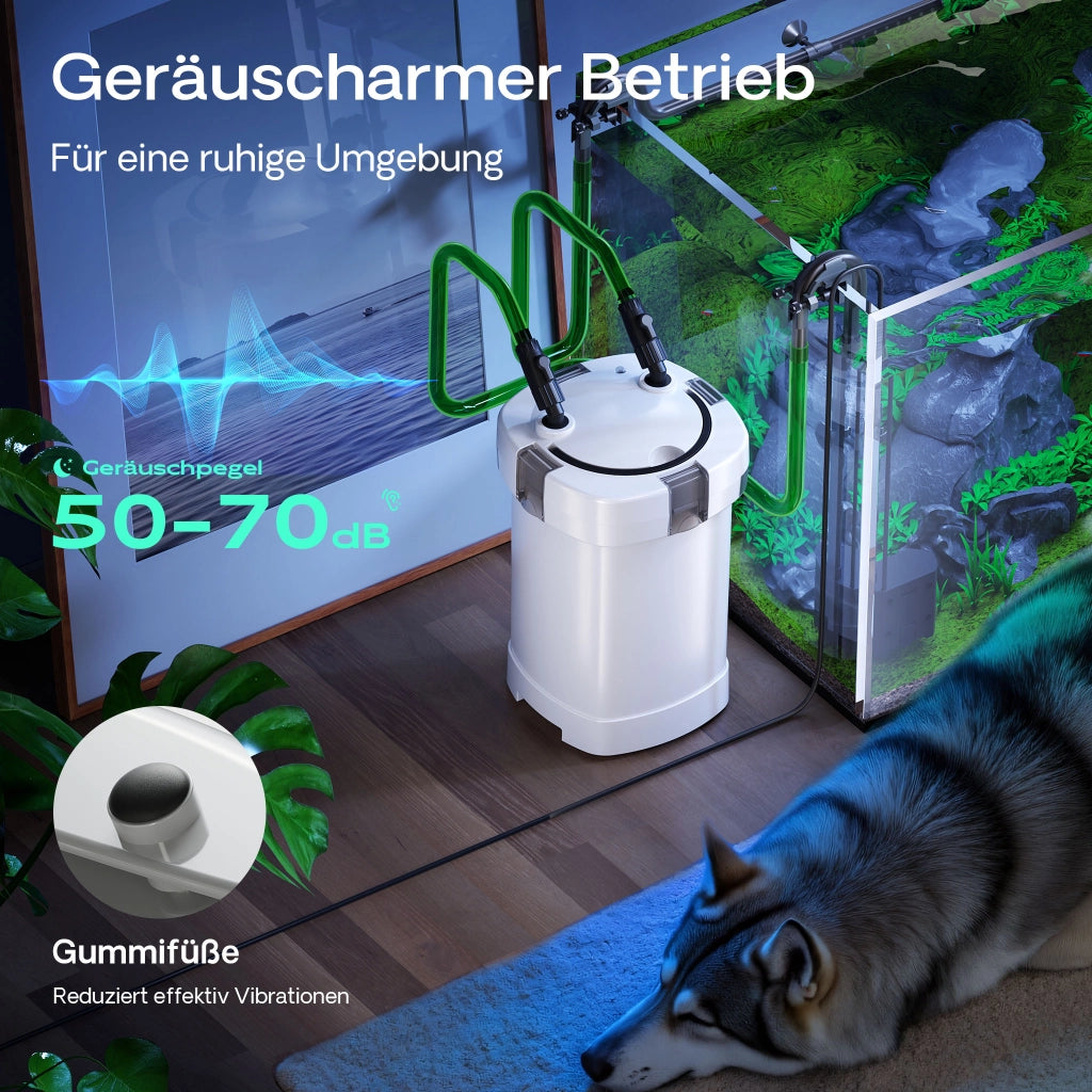HW-505A Filtro esterno per acquari con pompa 800 l/h, filtro a 4 stadi con mezzi e spugne filtranti inclusi
