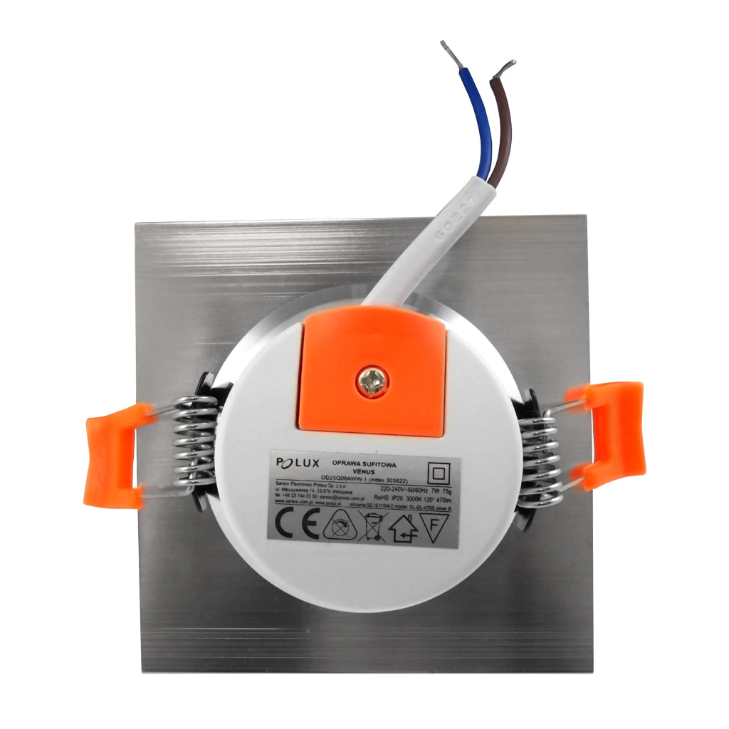 Faretto LED incasso 7W quadrato argento 3000K Venus