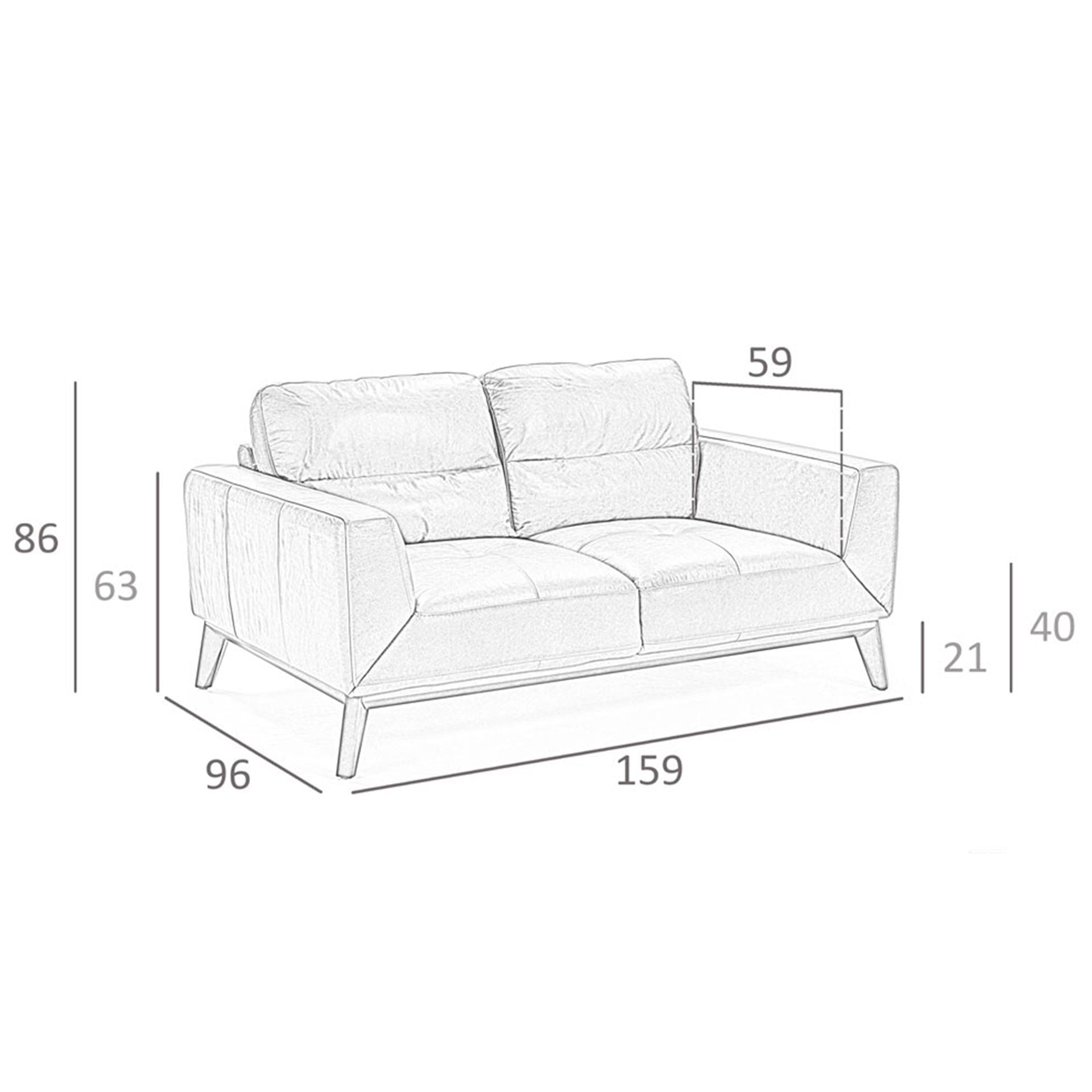 Divano a 2 posti in pelle marrone