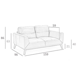 Divano a 2 posti in pelle marrone