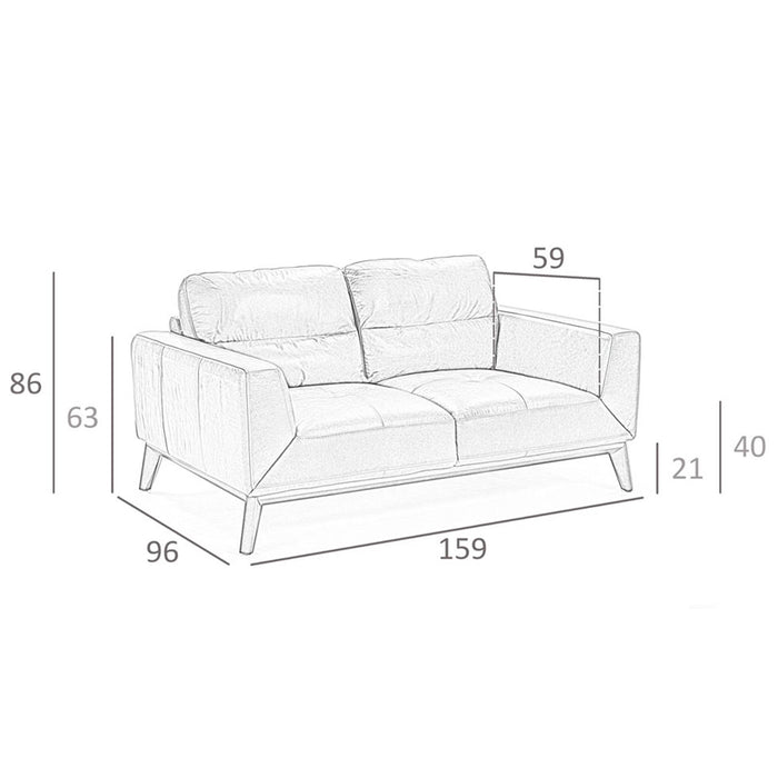 Divano a 2 posti in pelle marrone
