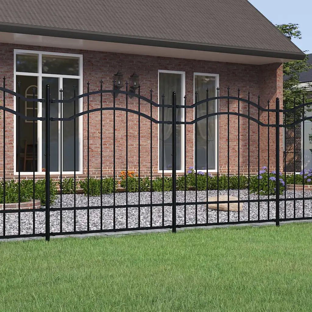 Recinzione da Giardino | Recinzione da cortile Woerden con Punta a Lancia Nera 240x125 cm in Acciaio