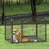 Box per Cani in Metallo con Porta e Vassoio sul Fondo, 109x74x71cm, Grigio