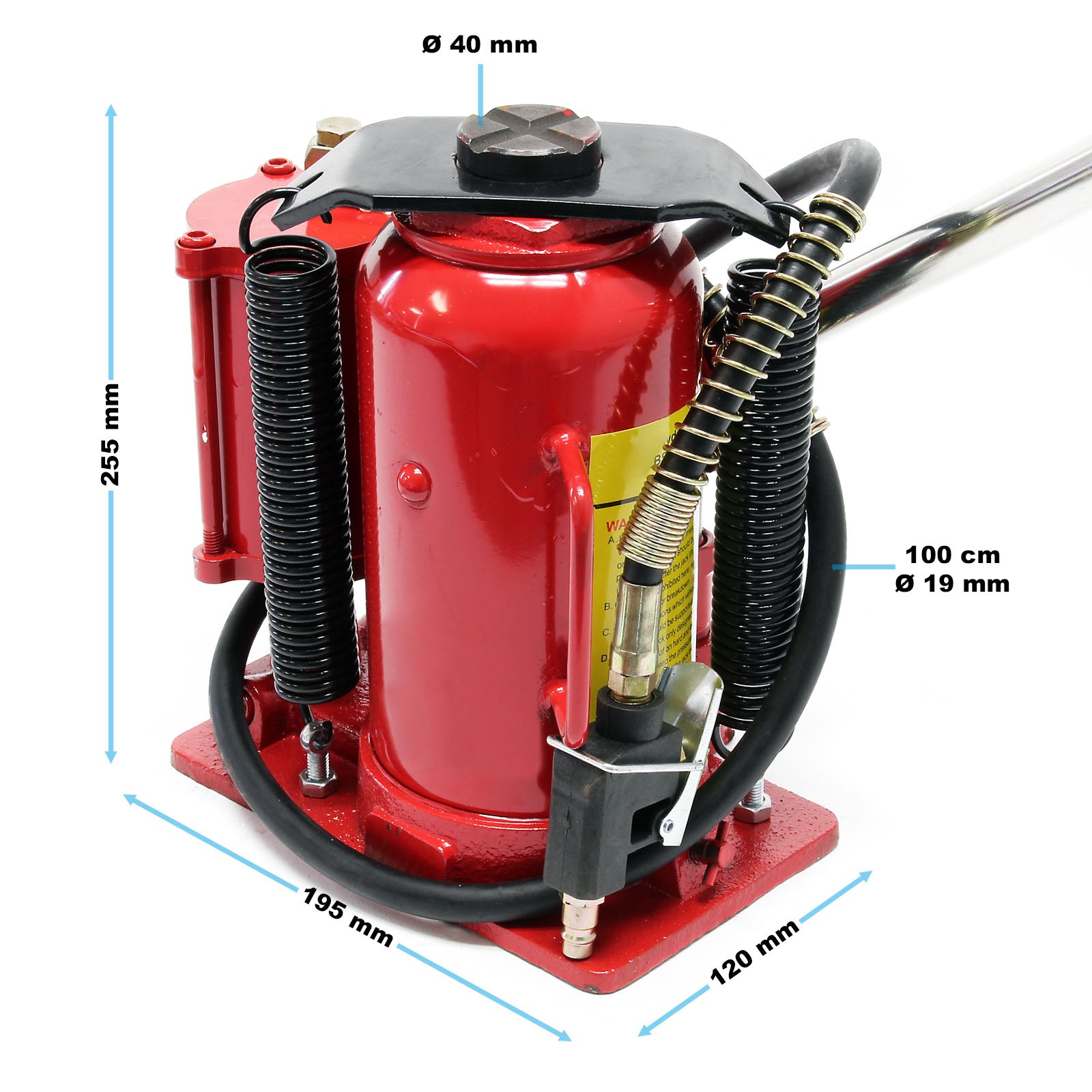 Martinetto idraulico a bottiglia 12 t uso pneumatico e manuale Cric Sollevatore