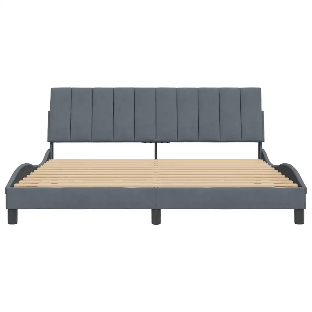 Giroletto senza Materasso Hanko Grigio Scuro 180x200 cm Velluto
