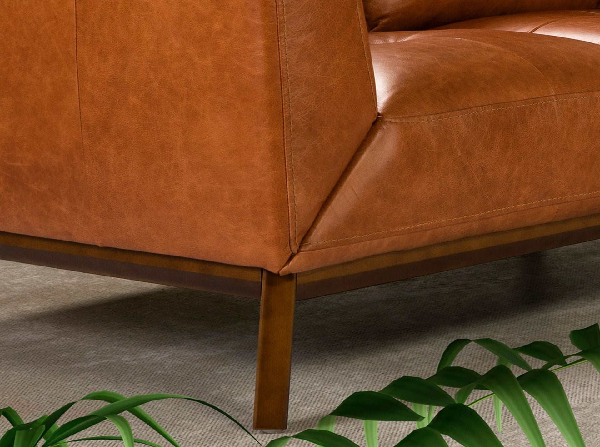 Divano a 3 posti in pelle marrone