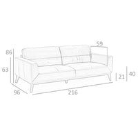 Divano a 3 posti in pelle marrone