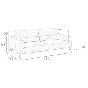 Divano a 3 posti in pelle marrone