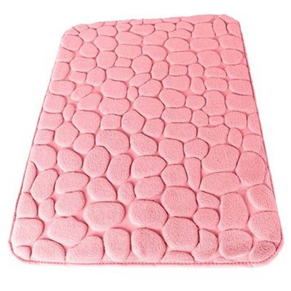 Trade Shop - Tappeto Tappetino In Tessuto Effetto Sassi Per Arredo Bagno 45 X 75cm Rosa 69976 -