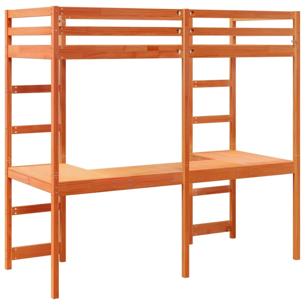 Giroletto Soppalco senza Materasso-Struttura Letto Marrone Cera 80x200cm Pino