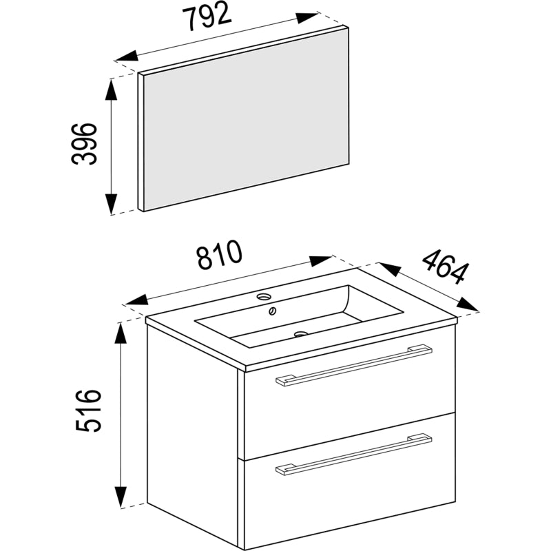 Completo Set bagno 5 pz Mobile sosp 2 casetti con Lavabo XL in ceramica incl 1 Colonna 1 mobile sosp e specchio, Bianco
