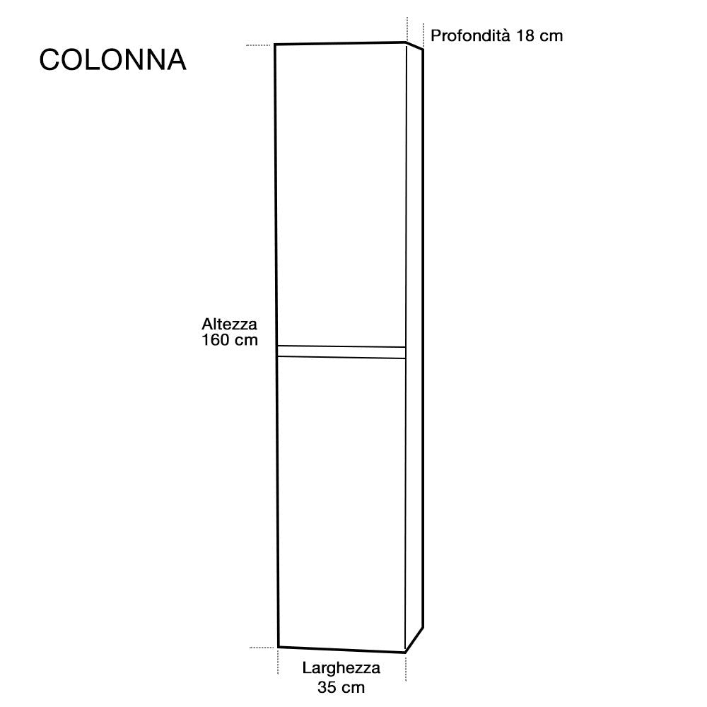Mobile da Bagno Sospeso 90cm Colonna P32cm Mazzoni Maiorca Light Bianco Frassinato