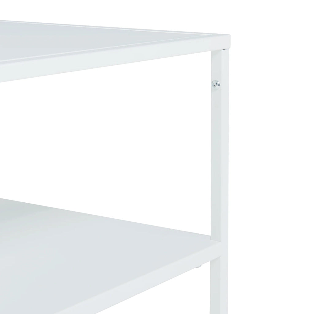 Tavolino da caffè consolle laterale con piano quadrato e ripiano in acciaio 60 x 60 x 45 cm bianco opaco 03_0010852
