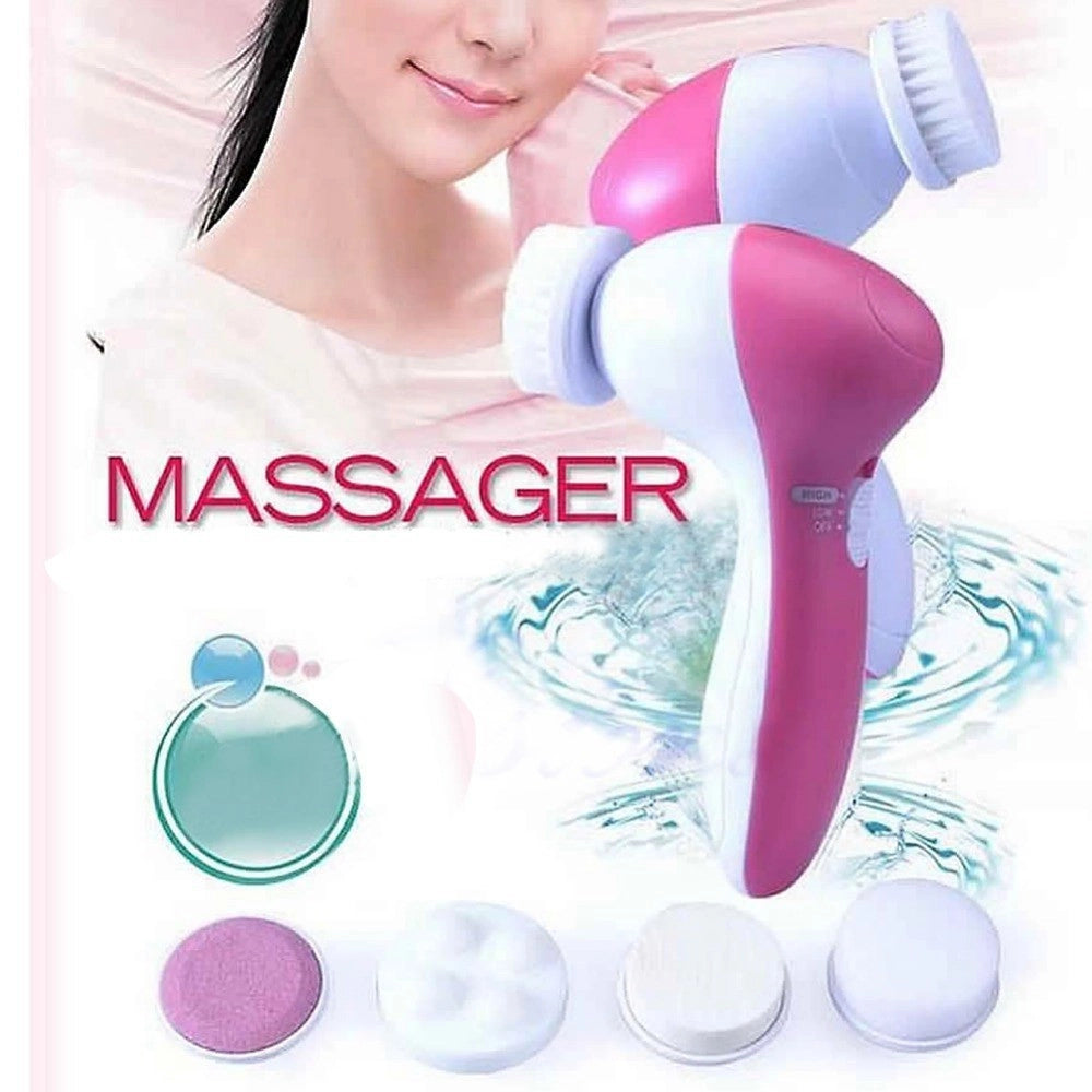Trade Shop - Massaggiatore Viso Corpo Facciale Purificatore 6 In 1 Massaggio Spazzola Pulizia -