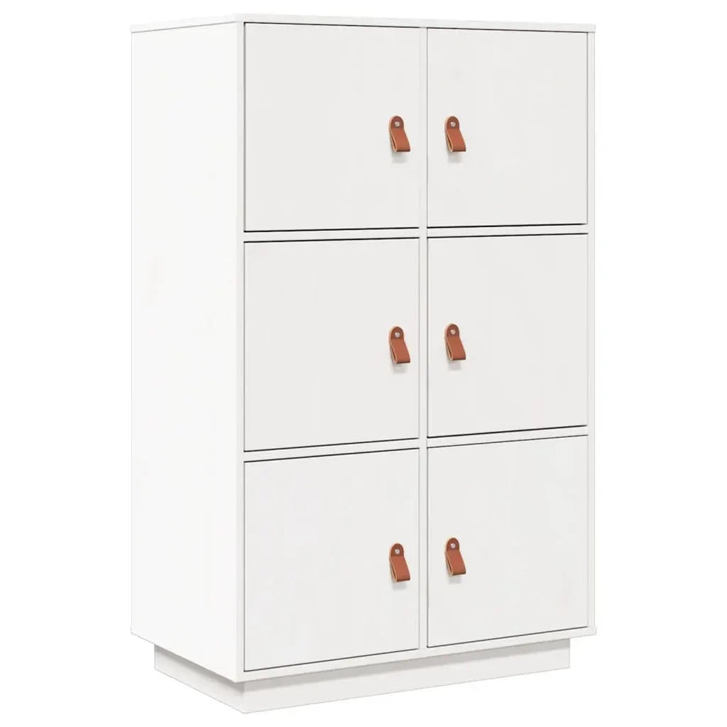 Credenza Bianca 67x40x108,5 cm in Legno Massello di Pino 820173