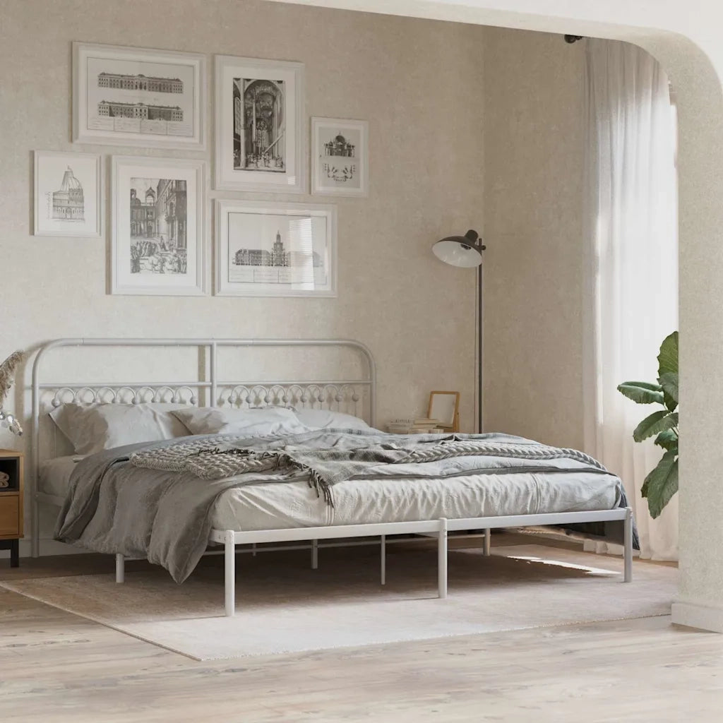 Giroletto con Testiera-Struttura Letto con testiera Metallo Bianco 183x203 cm