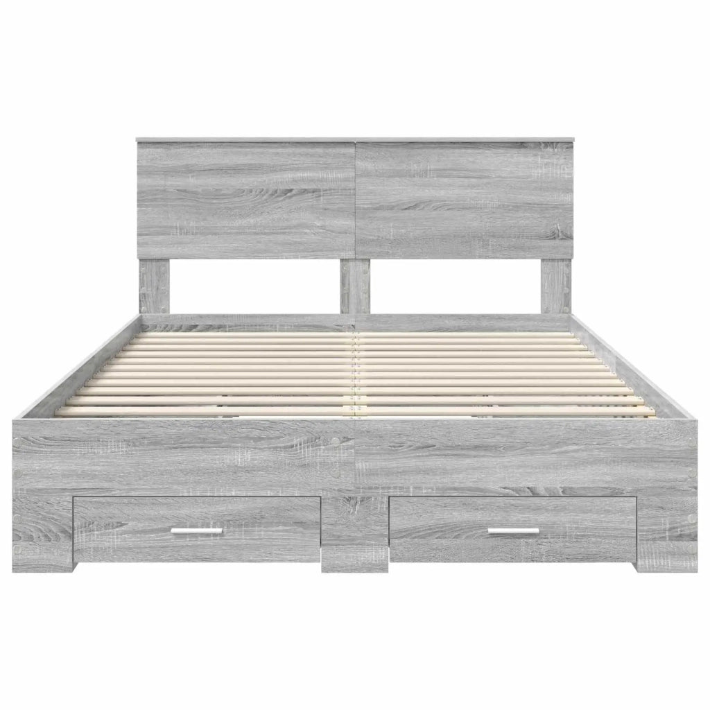 Struttura del letto con testiera Grigio Sonoma 140 x 200 cm