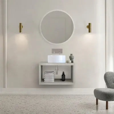 Mensolone bagno 60 cm grigio chiaro con vano a giorno per lavabo da appoggio Master