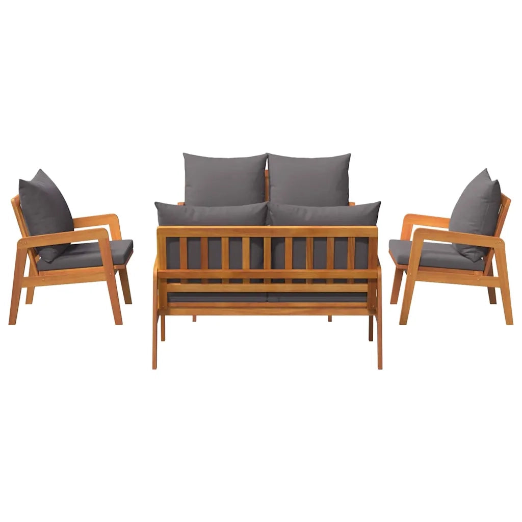 Set bistrot con cuscino 5 pcs Marrone Legno di Acacia Massello 3328610