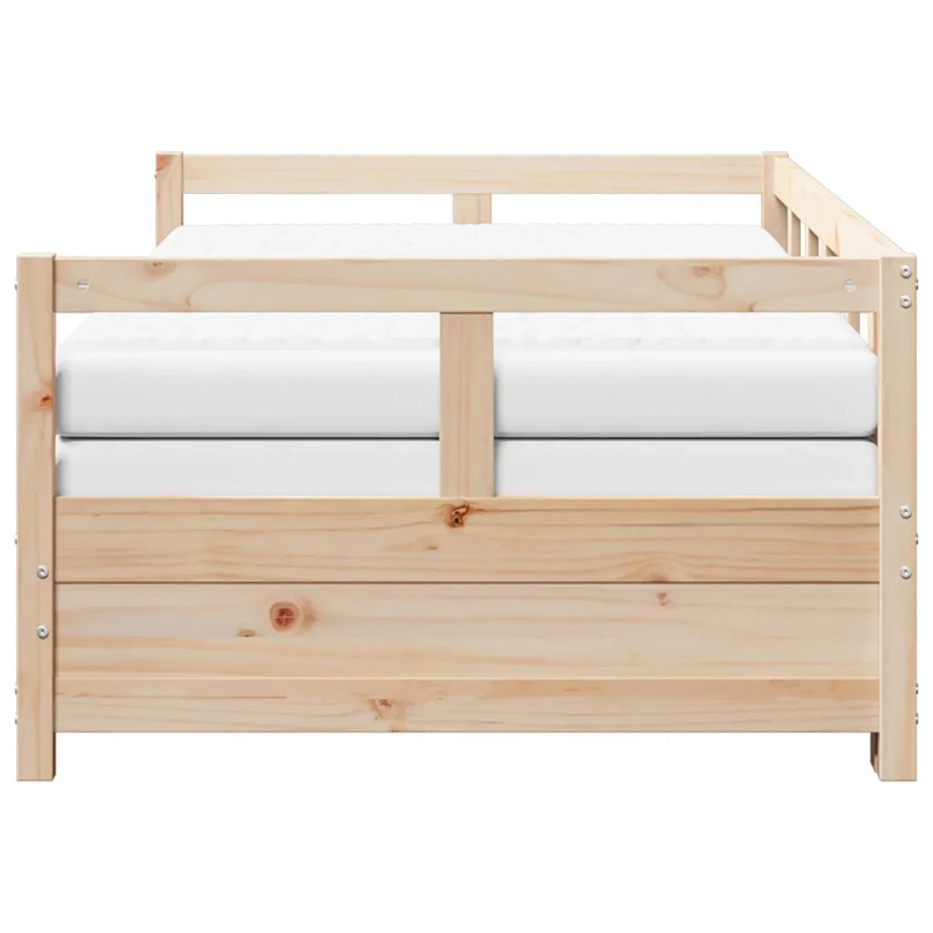 Divano Letto con Rotelle e Materasso 90x190cm Massello Pino