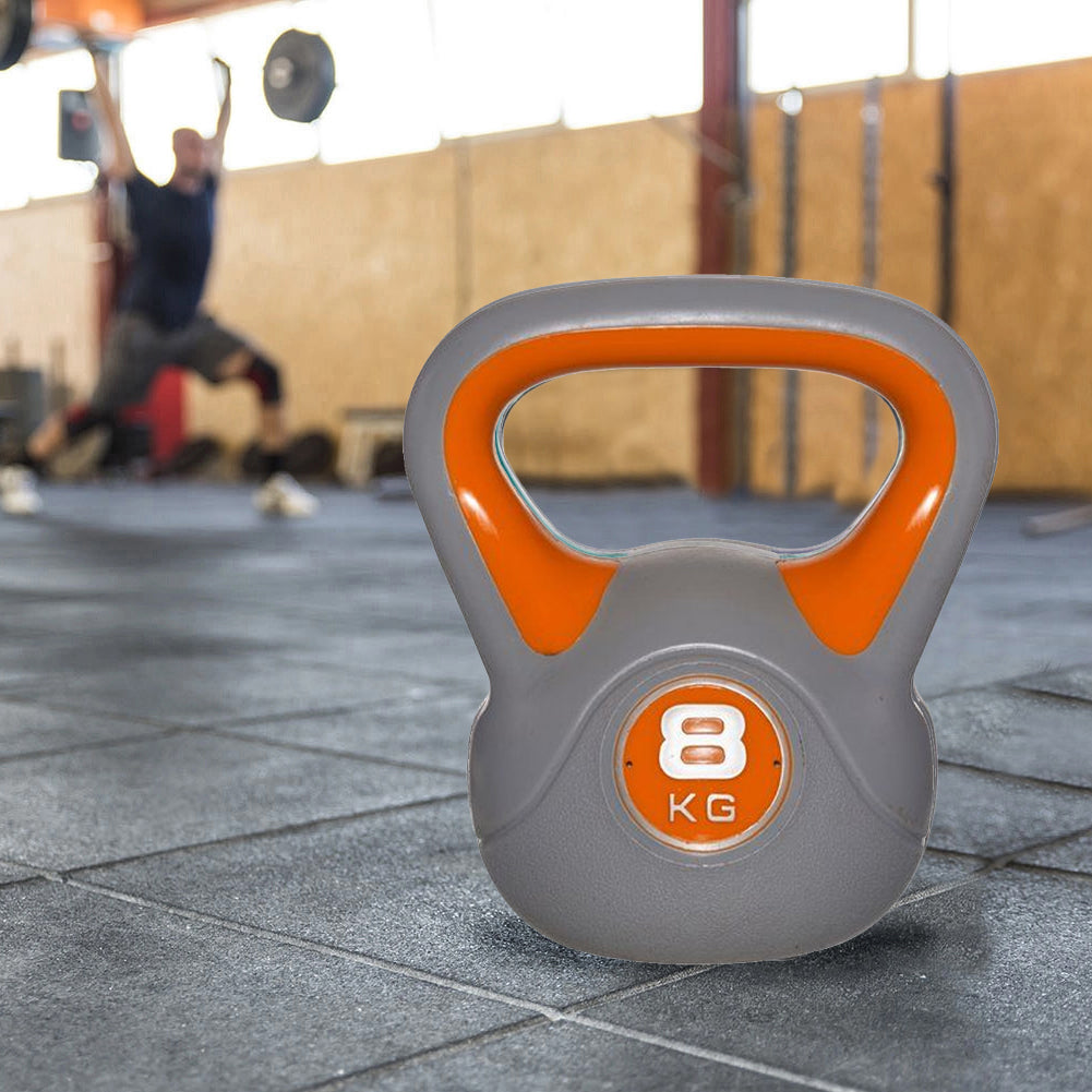 Kettlebell Esercizio Fisico Fitness Peso in Ghisa e Cemento 8 kg Manico Comodo