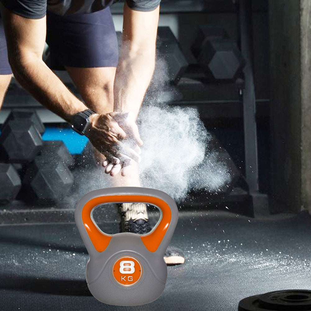 Kettlebell Esercizio Fisico Fitness Peso in Ghisa e Cemento 8 kg Manico Comodo