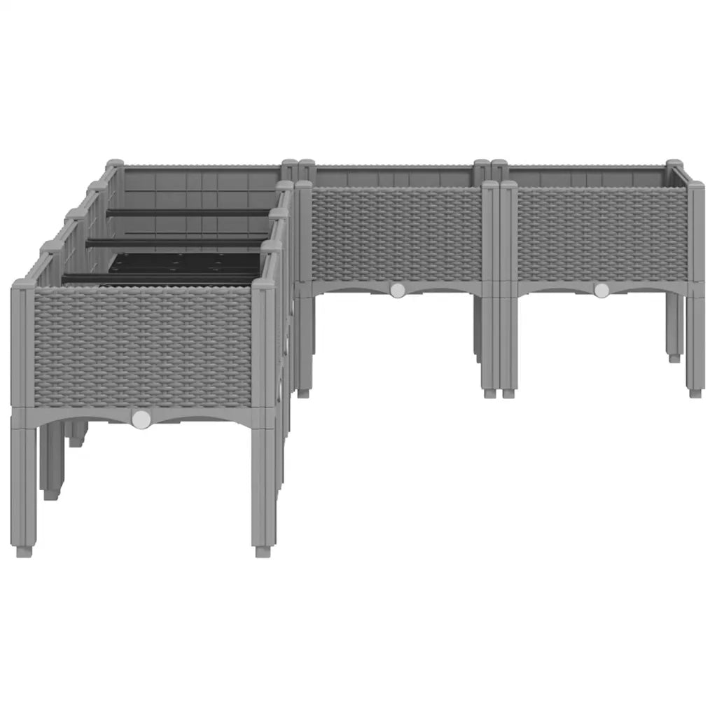 Fioriera da Giardino con Gambe Grigio Chiaro 160x120x42 cm PP 367907