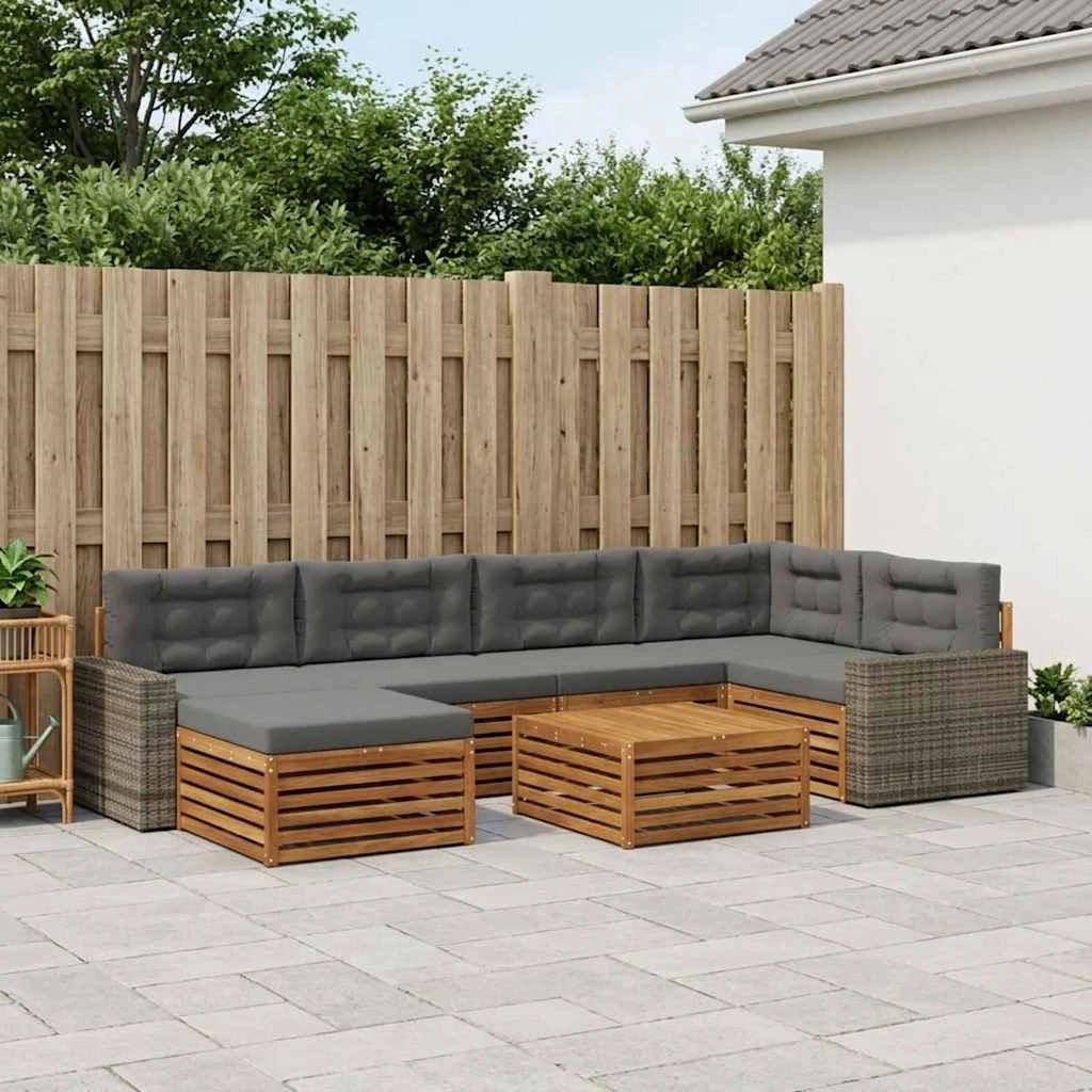 Set di divani da esterno 7 pz Naturale e Antracite 3383610