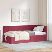 Cornice del letto ad angolo Rosso Vino 90 cm x 190 cm Velluto