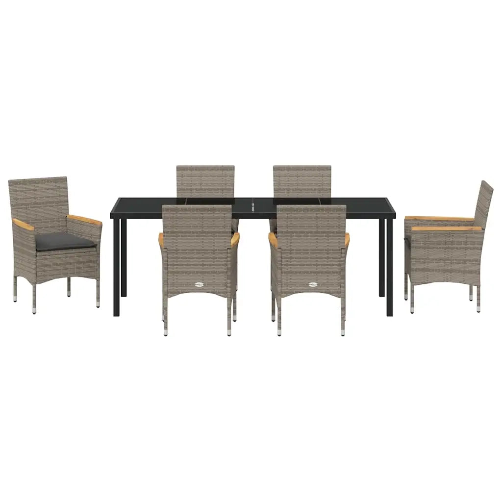 Set da Pranzo per Giardino con cuscino 7 pcs Grigio polyrattan 3379854