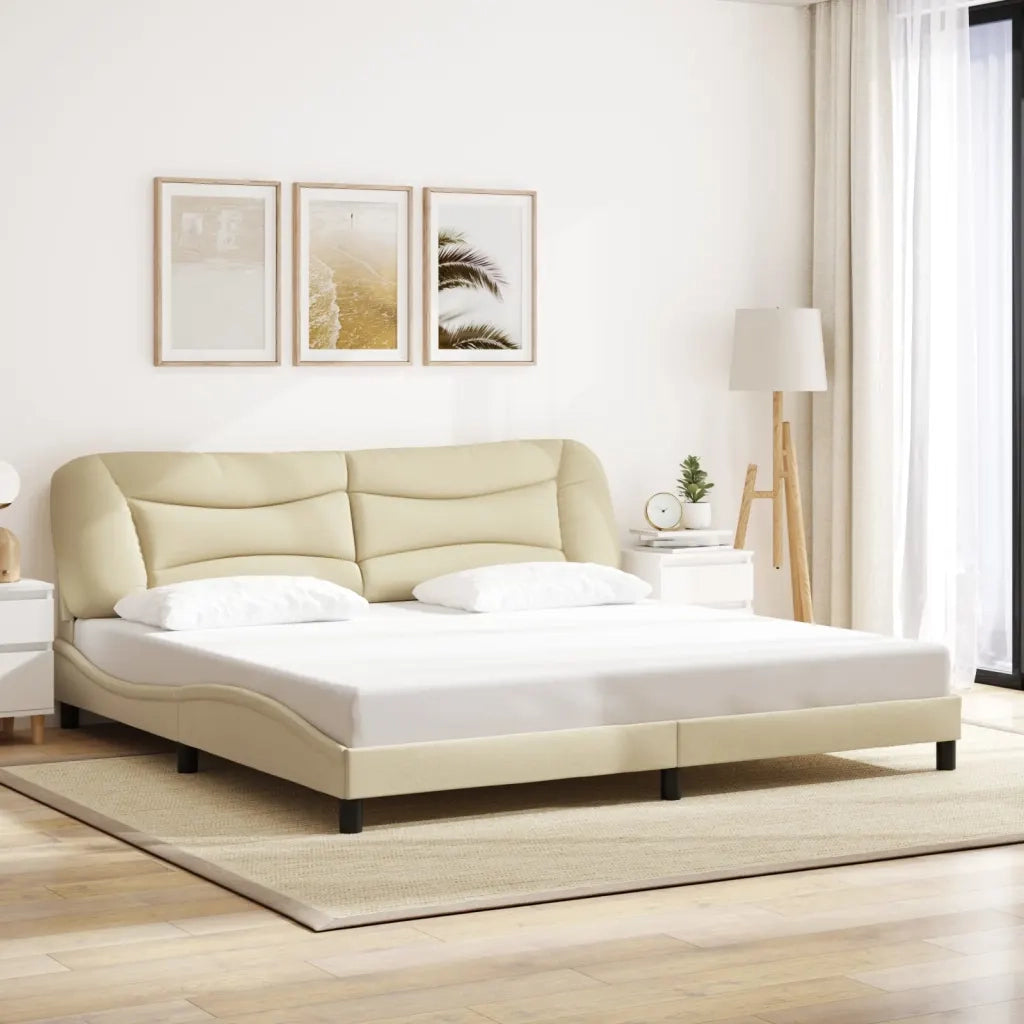 Giroletto con LED senza Materasso Crema 200x200 cm in Tessuto