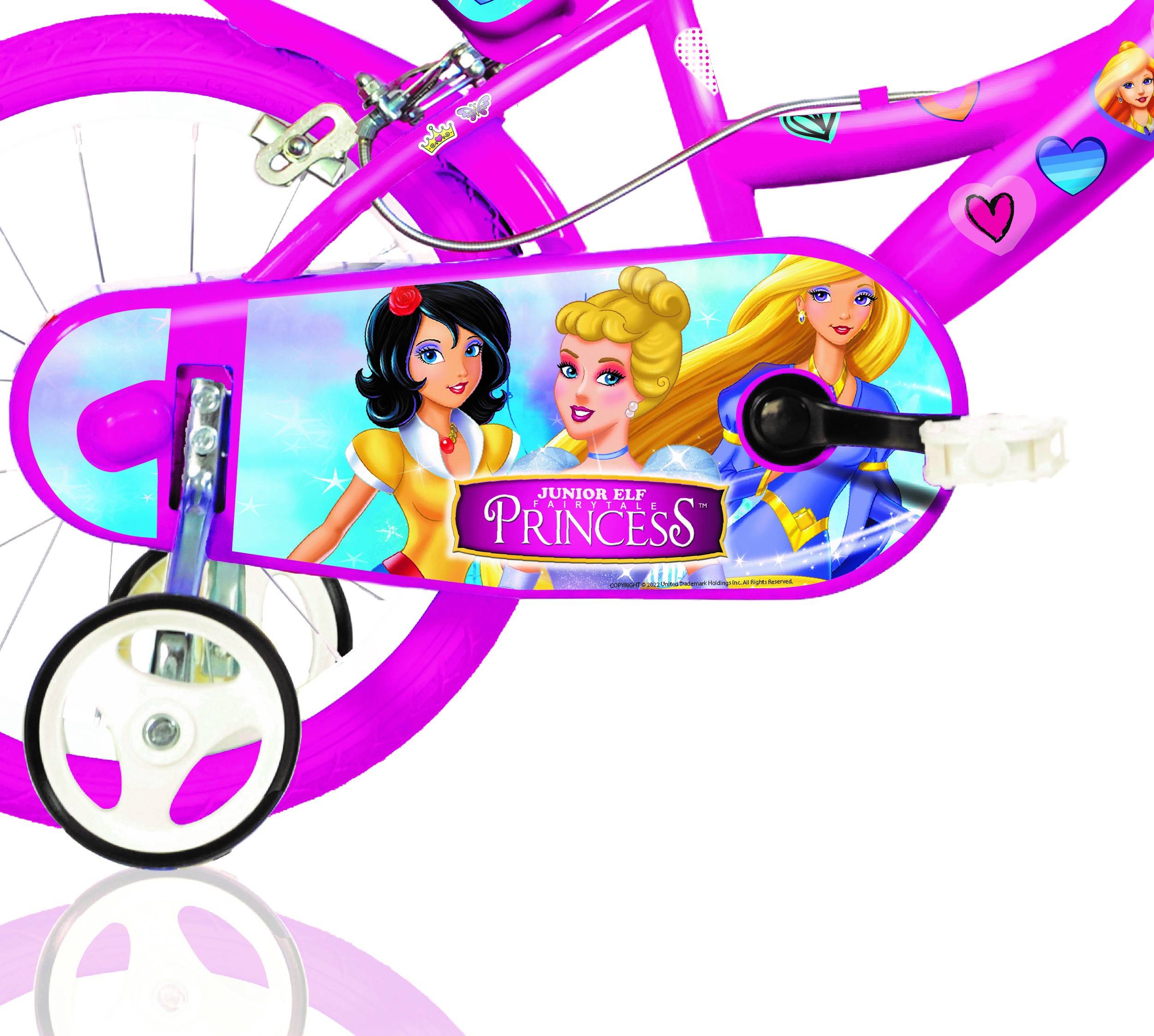 SCH PRINCESS 14", bicicletta per bambini, adatta ad etÃ  tra i 4 e i 6 anni, per altezza tra 100 e 120 cm, con cestino