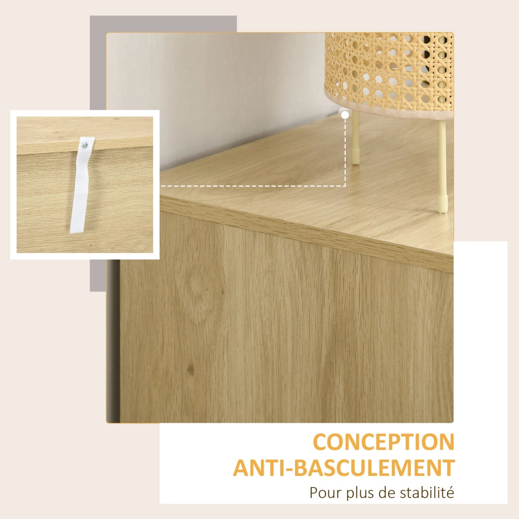Cassettiera boho in rattan naturale ¨C Xylo ¨C 3 cassetti legno per soggiorno ingresso