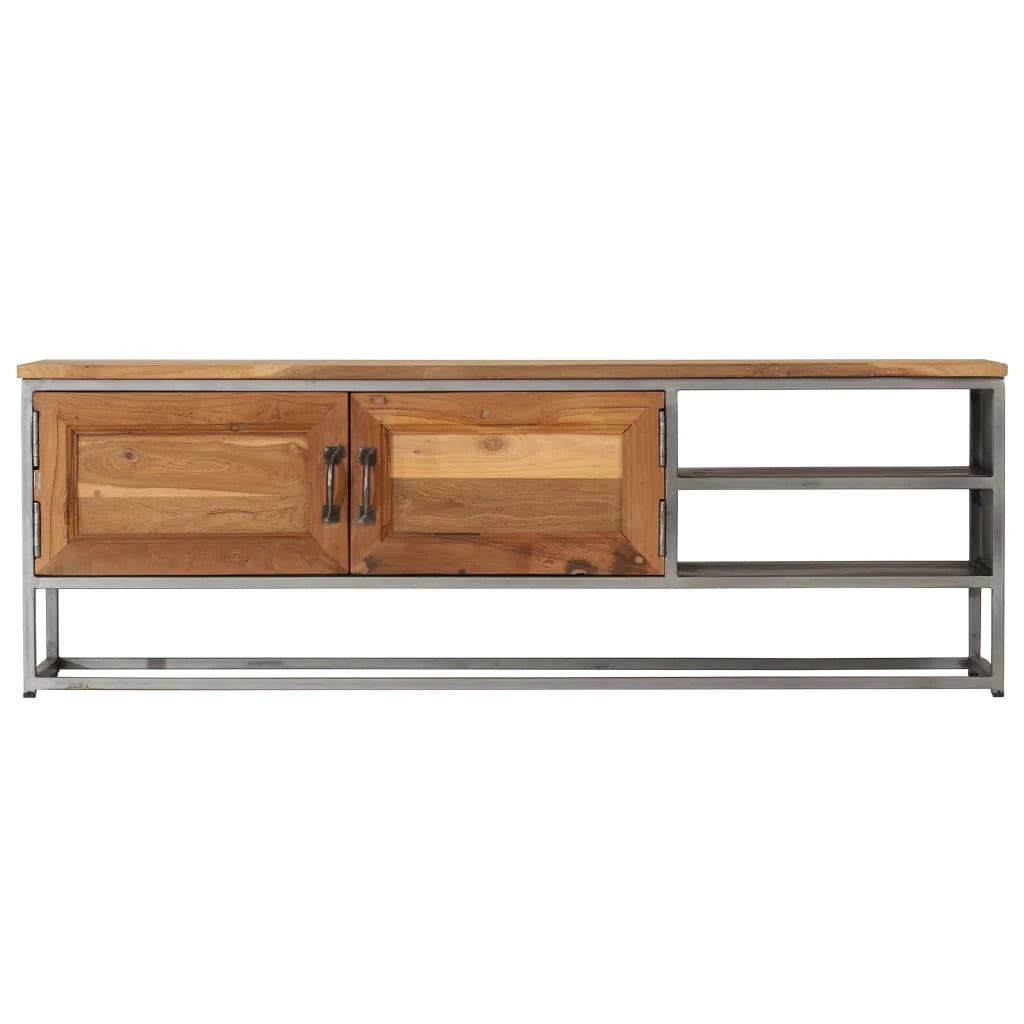 Mobile TV/credenza design pratico teak riciclato e acciaio 120 cm 2502215