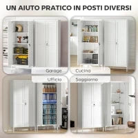 Armadio per Ufficio in Acciaio a 3 Ripiani Regolabili con Serratura e 2 Chiavi, 80x40x175 cm, Bianco