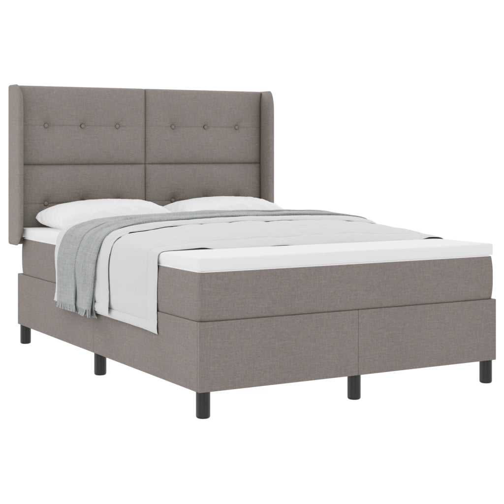 Letto Box Spring con Materasso Tortora 140x200 cm Tessuto