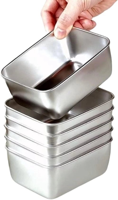 Set di contenitori in acciaio inossidabile, 6 pezzi, contenitore per preparazione di cibi, 500 ml, resistente al forno e al congelatore, resistente al lavastoviglie, ideale per cucina.