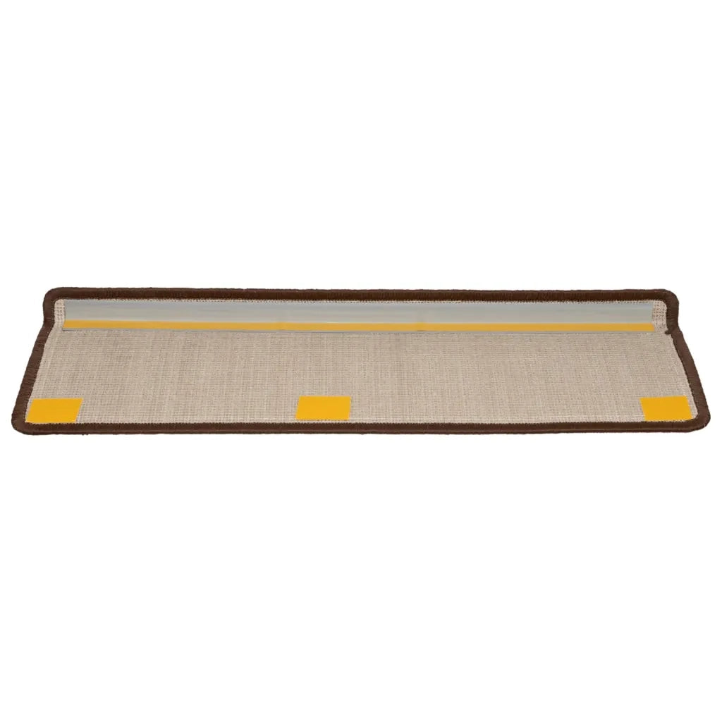 Tappetini per scale 15 pz 65x21x4 cm Marrone Bordo rettangolare 134578