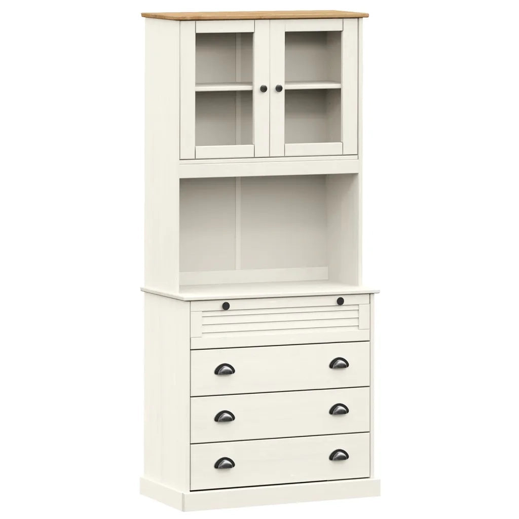 Credenza | Madia | Buffet da pranzo | Armadio da pranzo VIGO Bianca 80x40x176 cm in Legno Massello di Pino