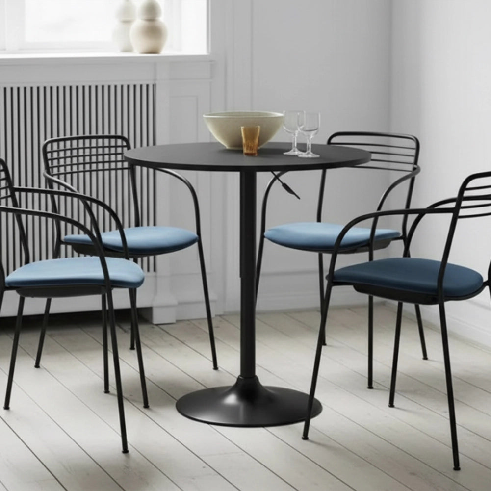 Tavolo Bar Girevole Nero Diametro 60cm con Altezza Regolabile per Bar Ristoranti